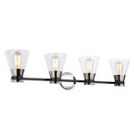 Kanata Bathroom Vanity Light - Brushed Nickel / Black / Clear