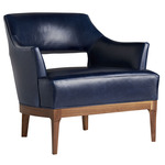 Laurette Chair - Dark Walnut / Indigo Leather