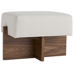 Tuck Ottoman - Walnut / Bone