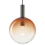 Divina Pendant - Brushed Silver / Red Orange