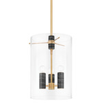 Adonis Pendant - Vintage Brass/ Nero Madera / Clear