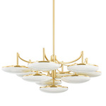 Bregman Convertible Chandelier - Aged Brass / Etched Glass