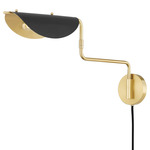Suffield Plug-In Wall Sconce - Aged Brass / Black/ Aged Brass