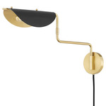 Suffield Plug-In Wall Sconce - Aged Brass / Black / Aged Brass