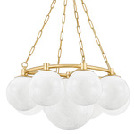 Thornwood Chandelier - Aged Brass / Cloud Etched Glass