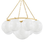 Thornwood Chandelier - Aged Brass / Cloud Etched Glass