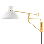 Cranbrook Plug-In Wall Light - Aged Brass / White