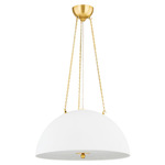 Chiswick Pendant - Aged Brass / White