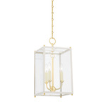 Chaselton Pendant - Aged Brass / White / Clear