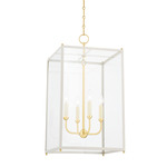 Chaselton Pendant - Aged Brass / White / Clear