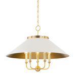 Clivedon Chandelier - Aged Brass / Off White/ Aged Brass