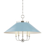 Clivedon Chandelier - Polished Nickel / Blue/ Polished Nickel