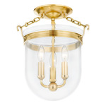 Rousham Ceiling Light - Aged Brass / Clear
