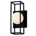Float Outdoor Wall Sconce - Matte Black / Opal