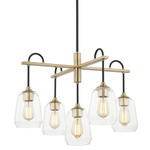 Arcwell Chandelier - Matte Black / Brass / Clear