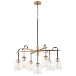 Arcwell Chandelier - Matte Black / Brass / Clear