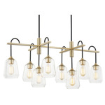 Arcwell Linear Chandelier - Matte Black / Brass / Clear
