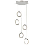 Hermosa Round Multi Light Pendant - Brushed Nickel / Polished Chrome