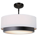 Tate Semi Flush Ceiling Light - Matte Black / White