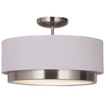 Tate Semi Flush Ceiling Light - Brushed Nickel / White