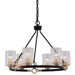 Richmond Chandelier - Matte Black / Brass / Clear Seeded