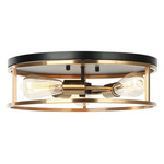 Knox Ceiling Flush Light - Matte Black / Brass