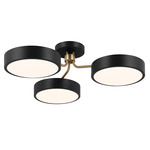 Sago Semi Flush Ceiling Light - Black / Satin Etched