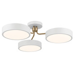 Sago Semi Flush Ceiling Light - White / Satin Etched