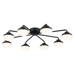 Remy Semi Flush Ceiling Light - Black / Opal