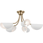 Arcus Convertible Semi Flush Ceiling Light / Chandelier - Champagne Bronze / White