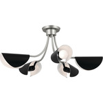 Arcus Convertible Semi Flush Ceiling Light / Chandelier - Satin Nickel / Black