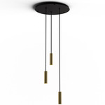 Combi Round Multi-Light Cylinder Pendant - Matte Black / Brushed Brass