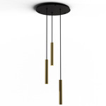 Combi Round Multi-Light Cylinder Pendant - Matte Black / Brushed Brass