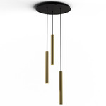 Combi Round Multi-Light Cylinder Pendant - Matte Black / Brushed Brass
