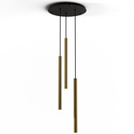 Combi Round Multi-Light Cylinder Pendant - Matte Black / Brushed Brass