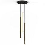 Combi Round Multi-Light Cylinder Pendant - Matte Black / Brushed Brass
