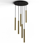 Combi Round Multi-Light Cylinder Pendant - Matte Black / Brushed Brass