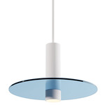Combi Pendant with Decorative Glass Plate - Matte White / Turquoise / Turquoise