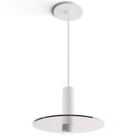 Combi Pendant with Decorative Glass Plate - Matte White / Clear / Clear