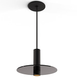 Combi Pendant with Decorative Glass Plate - Matte Black / Dark Grey / Dark Grey