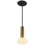 Combi Pendant with Glass Ball - Matte Black / Brushed Brass / Frost White