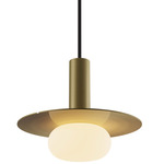 Combi Pendant with Decorative Aluminum Plate/Glass Ball - Matte Black / Brushed Brass / Brass