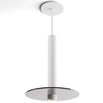 Combi Pendant with Decorative Glass Plate - Matte White / Dark Grey / Dark Grey