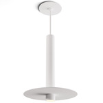 Combi Pendant with Decorative Aluminum Plate - Matte White / White / White