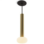 Combi Pendant with Glass Ball - Matte Black / Brushed Brass / Frost White