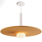 Combi Pendant with Acoustic Panel/Glass Ball - Matte White / Mustard