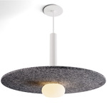 Combi Pendant with Acoustic Panel/Glass Ball - Matte White / Charcoal