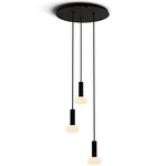 Combi Round Multi-Light Pendant with Glass Ball - Matte Black / Frost White