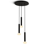 Combi Round Multi-Light Pendant with Glass Ball - Matte Black / Frost White
