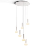 Combi Round Multi-Light Pendant with Glass Ball - Matte White / Frost White